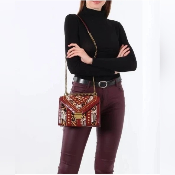 Michael Kors Whitney Red Leopard Calf Hair Gold Studded Strap Bag - NWT!!! Rare! - Picture 3 of 5